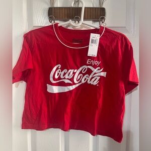NWT Enjoy Coco-Cola Red & White Crop Tee Top